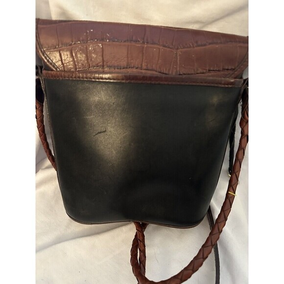 Vintage 1996 Melanie Bucket Shoulder Bag Brighton Long Strap Croc Leather - Picture 3 of 10